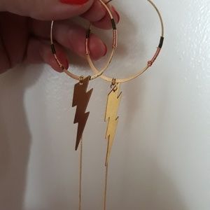 Boho, hoops with Thunderbolt. Statement Earrings